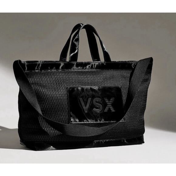Victoria's Secret VSX Black Mesh Tote Weekender Bag Duffle - Picture 2 of 6